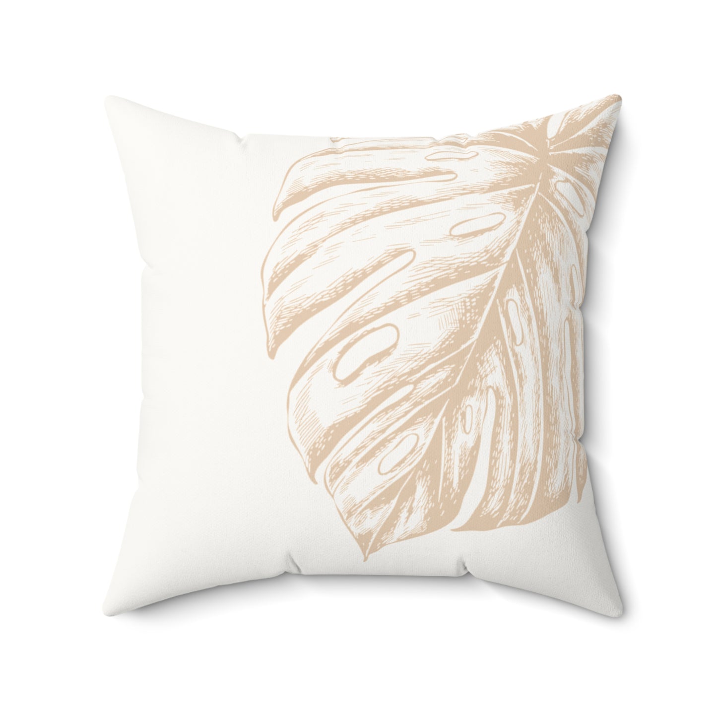 Tan Palm Monstera Faux Suede Pillow