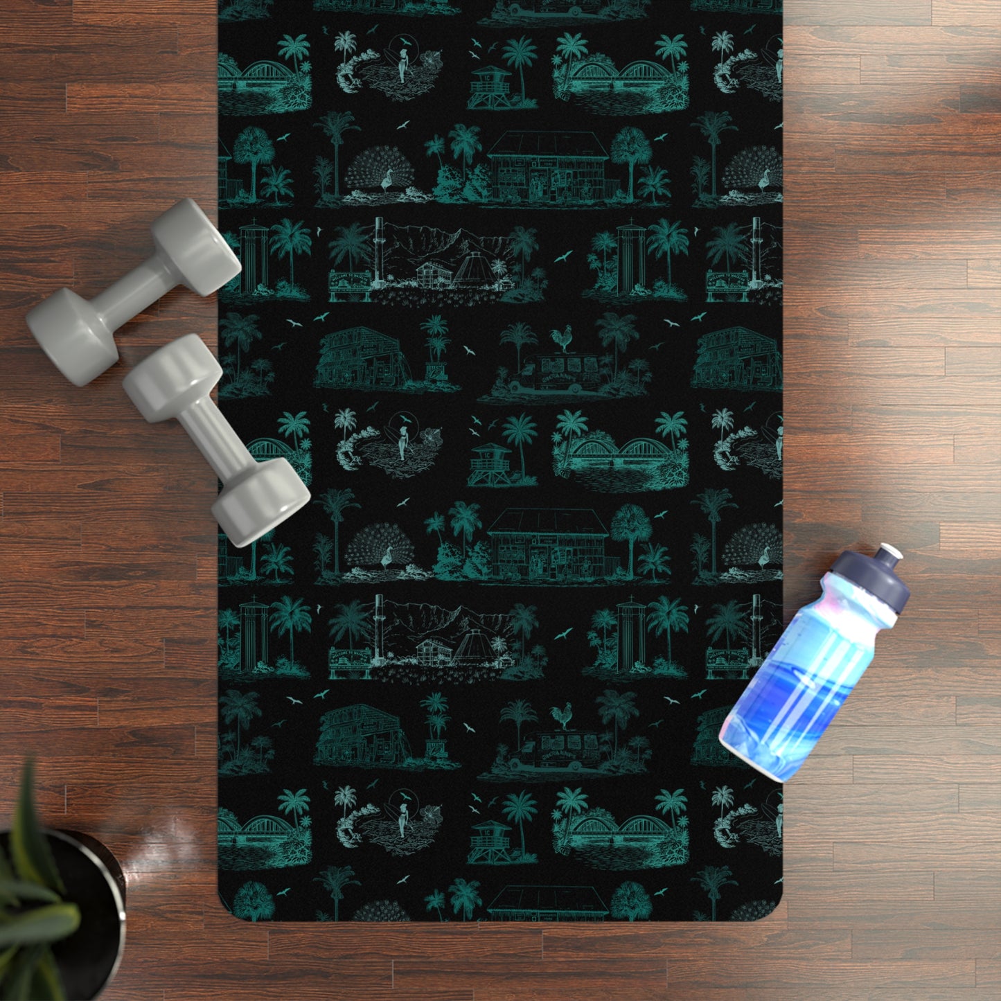 North Shore Eco-Friendly Rubber Yoga Mat black teal