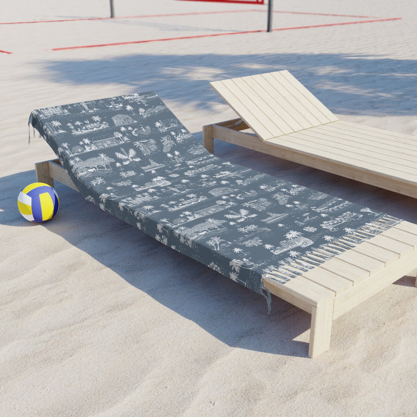 Oahu Boho Beach Cloth Towel Blue