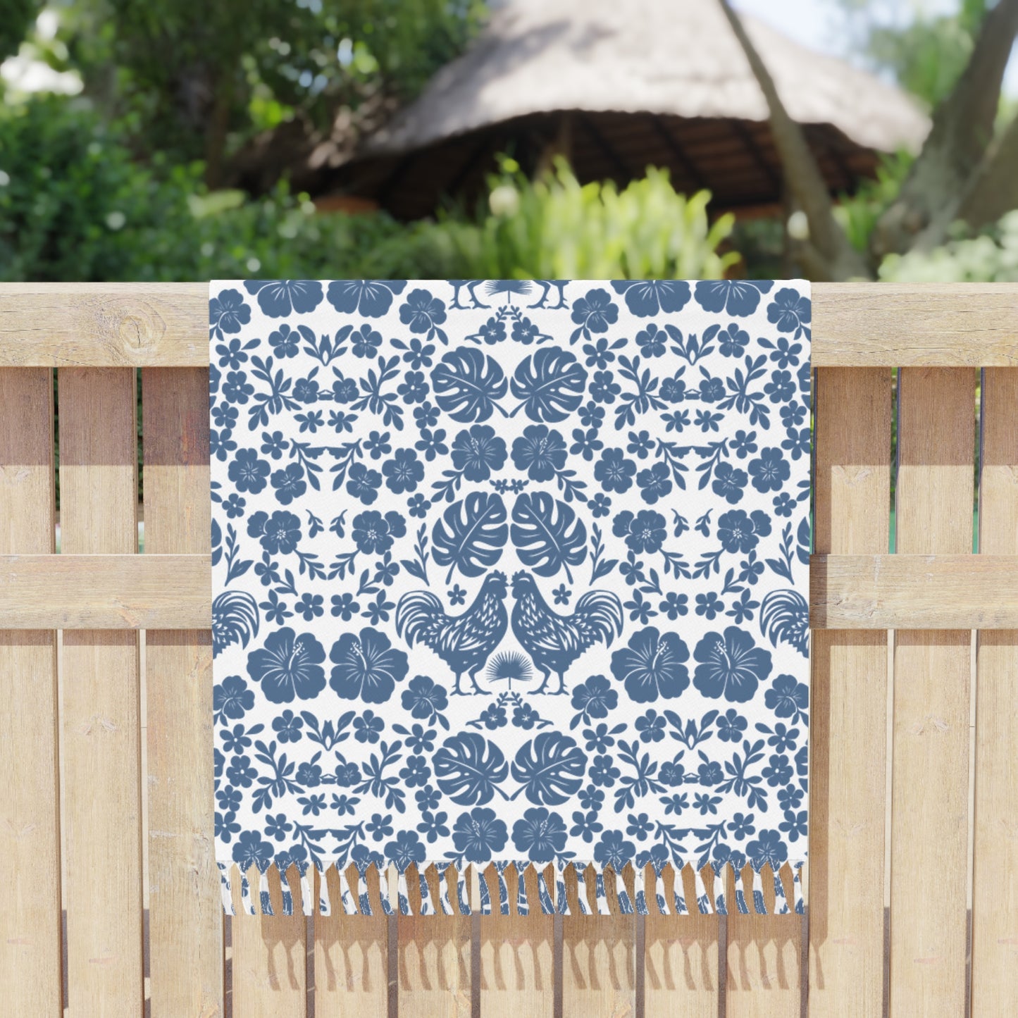 Hawaiian Otomi Boho Beach Cloth Towel Dark Blue