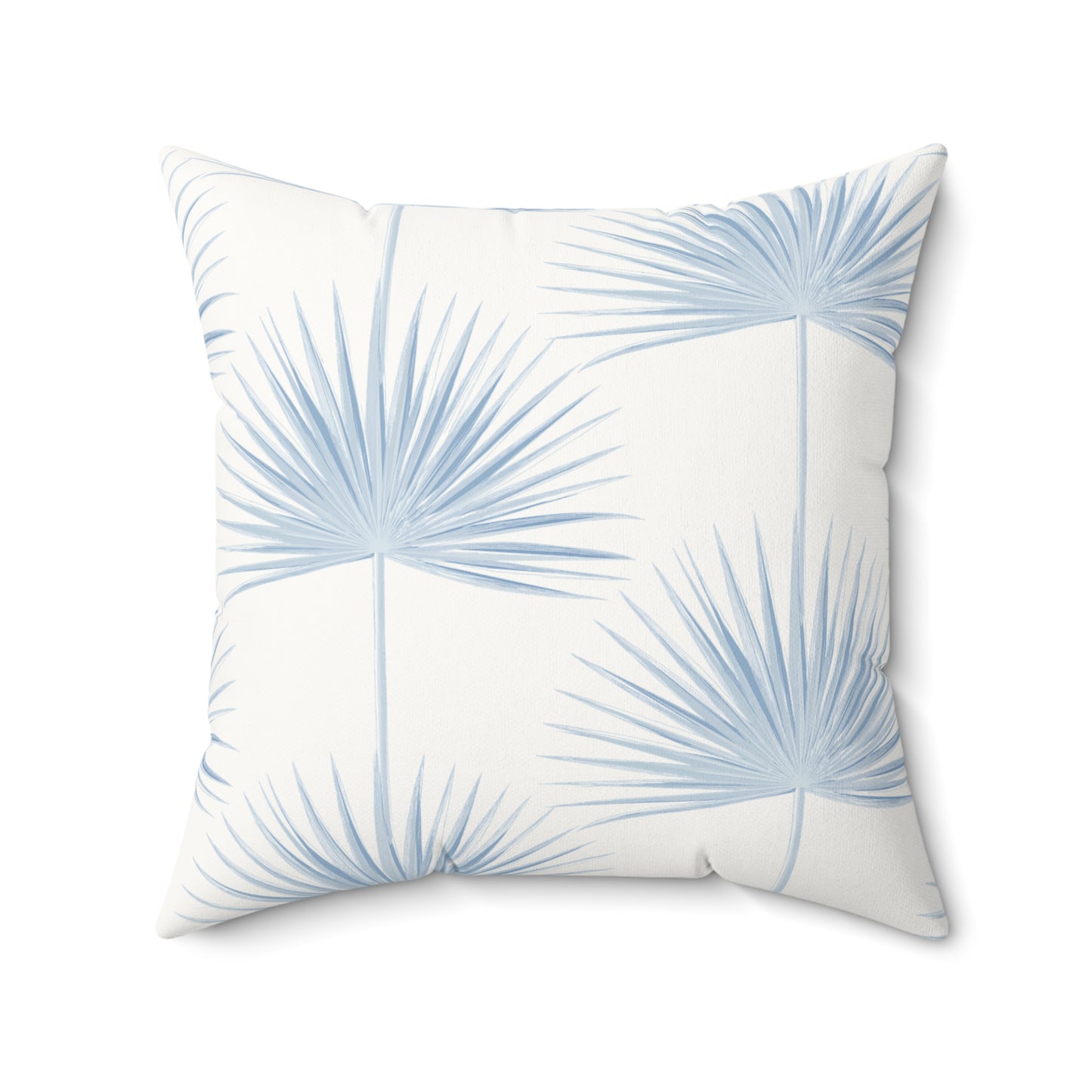 Palm Fan Pattern Faux Suede Pillow Light Blue