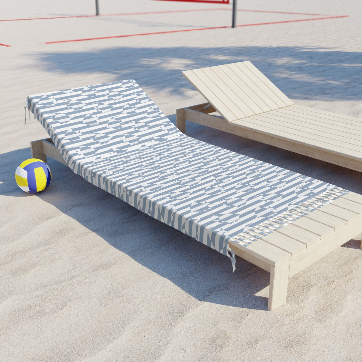 Stripe Fish Beach Towel Blue