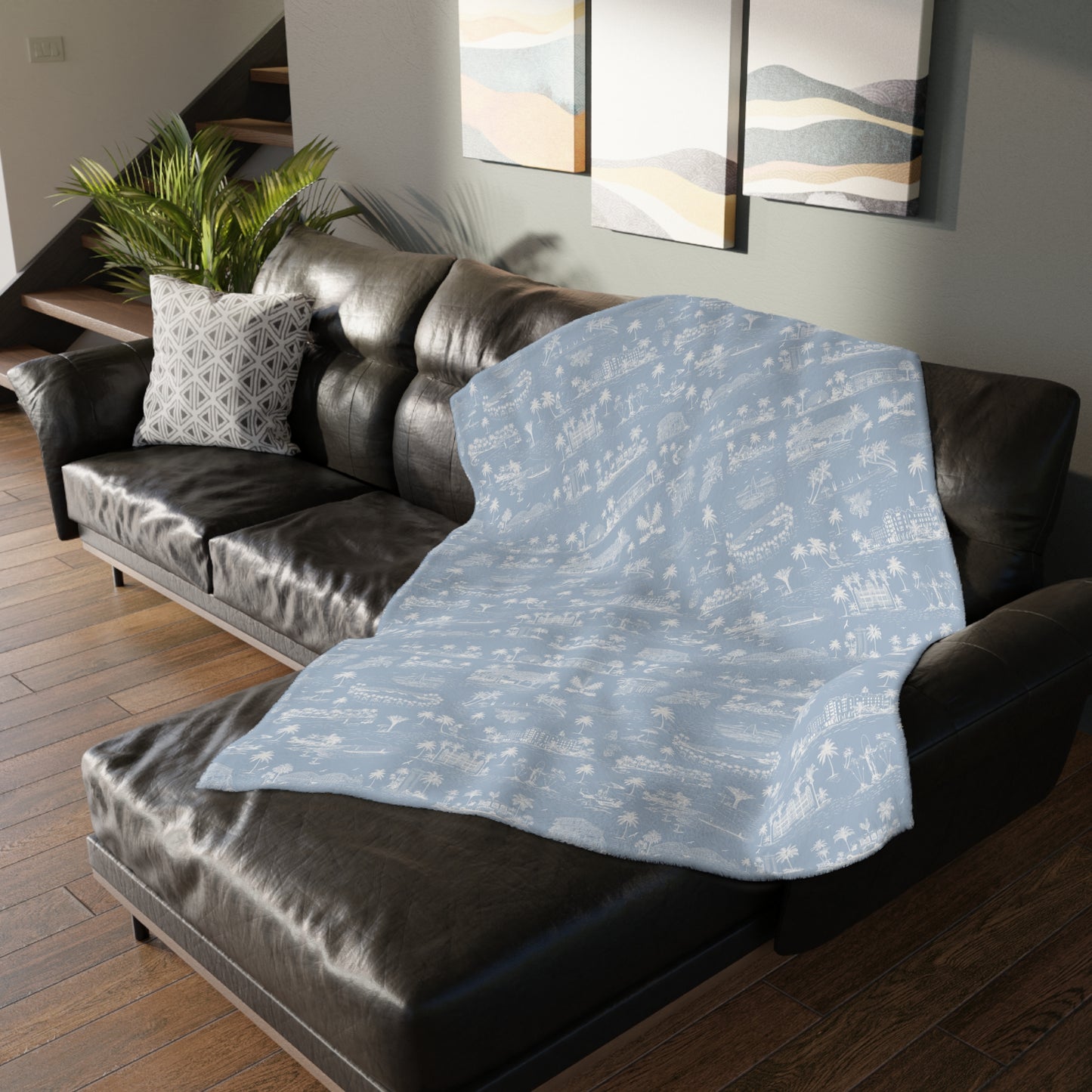 Monstera Oahu Velveteen Microfiber Blanket