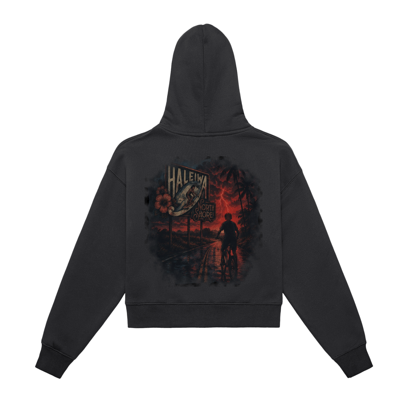 Stranger Haleiwa Fleeced Zip-Up Cropped Hoodie