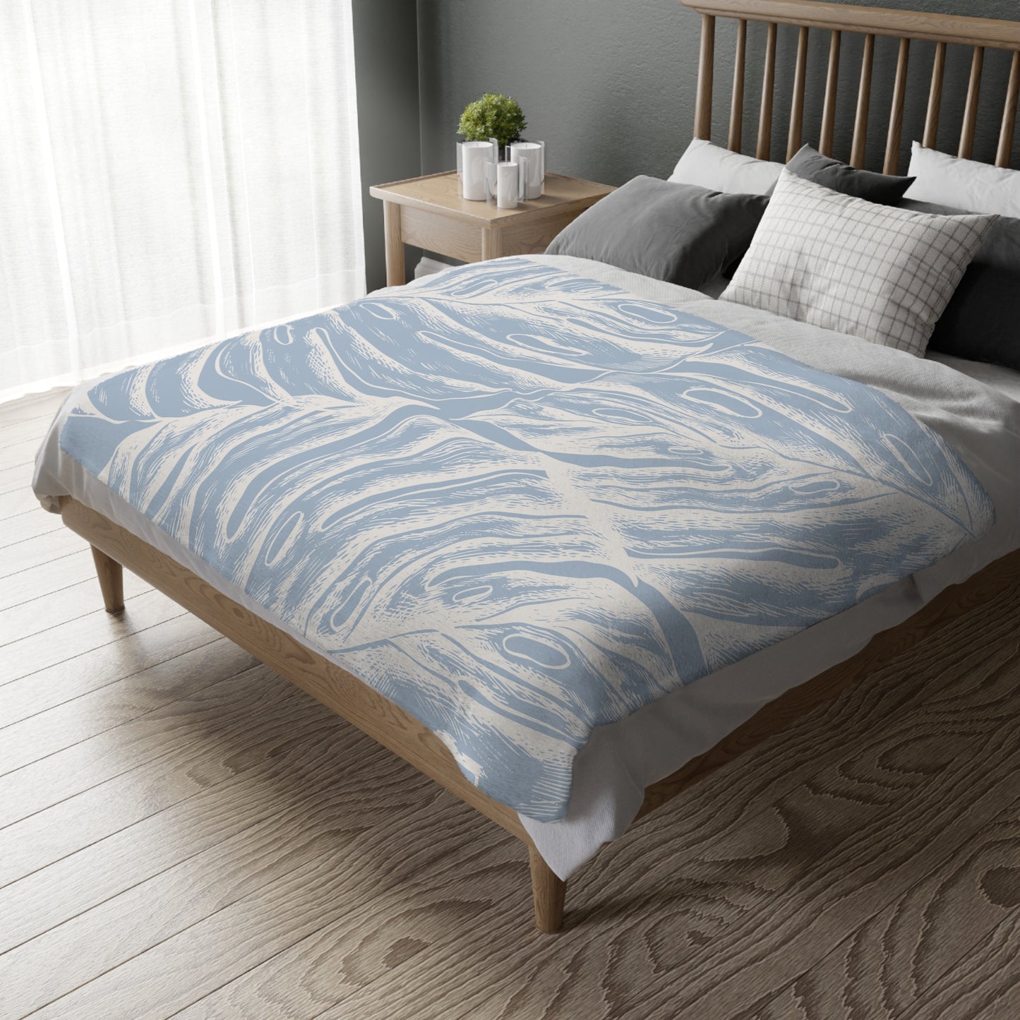 Monstera Oahu Velveteen Microfiber Blanket