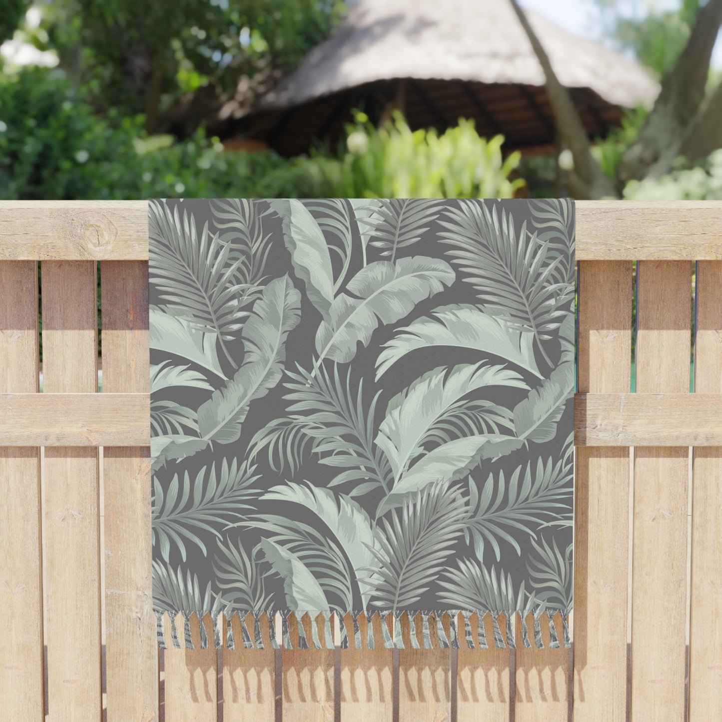 Boho Faded Palm Lightweight Fringe Beach Cloth