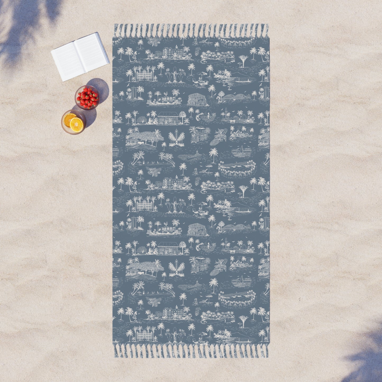 Oahu Boho Beach Cloth Towel Blue
