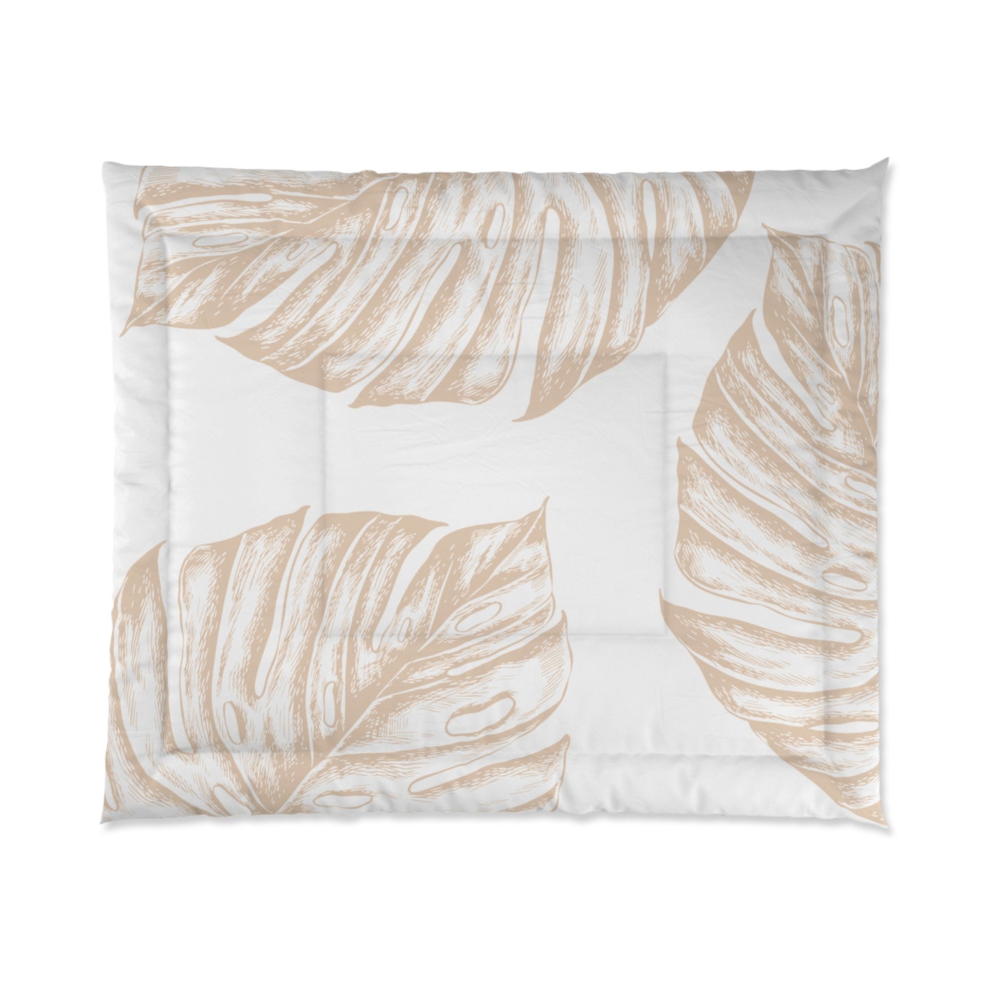 Monstera Comforter Tan