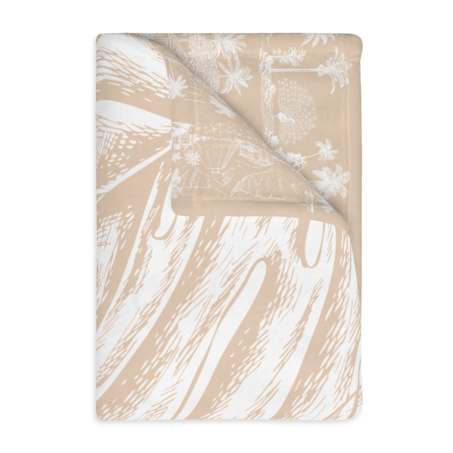 Monstera Oahu Tan Oahu Velveteen Microfiber Blanket