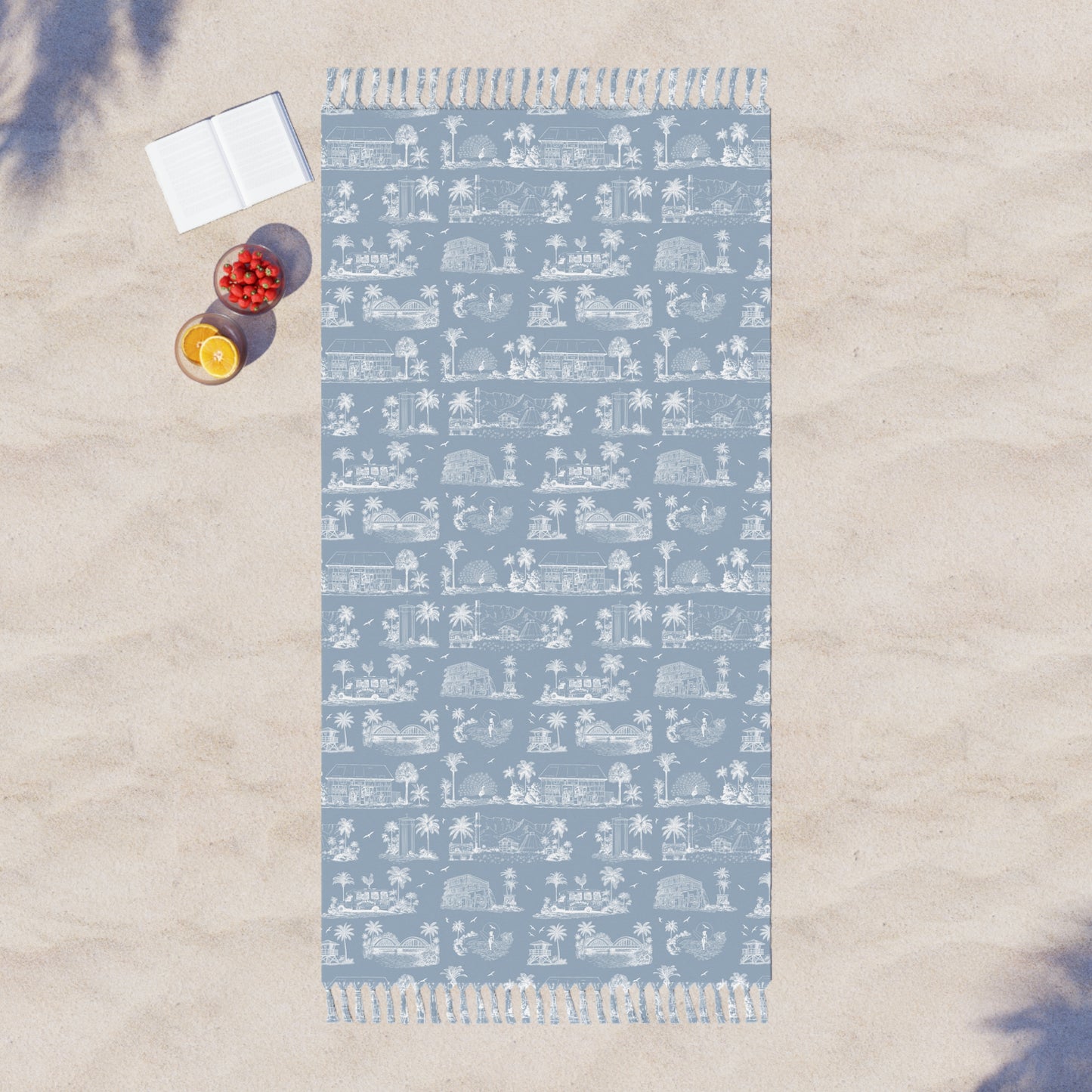 North Shore Boho Beach Cloth Towel Light Blue