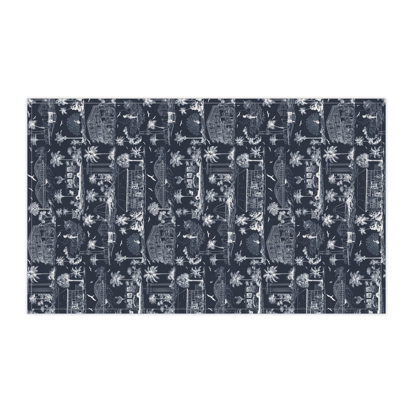 North Shore Tropical Linen Tea Towels dark blue