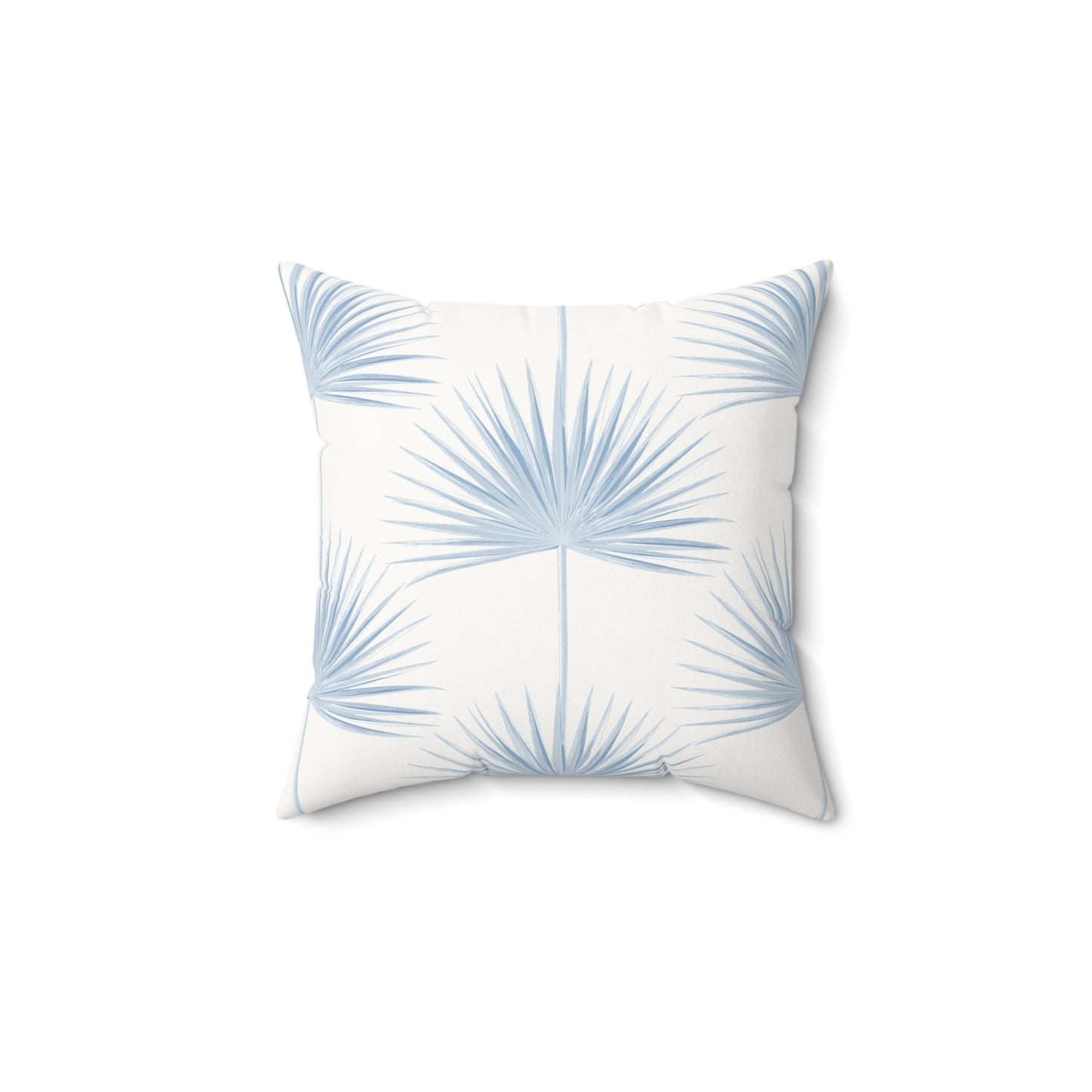 Palm Fan Pattern Faux Suede Pillow Light Blue