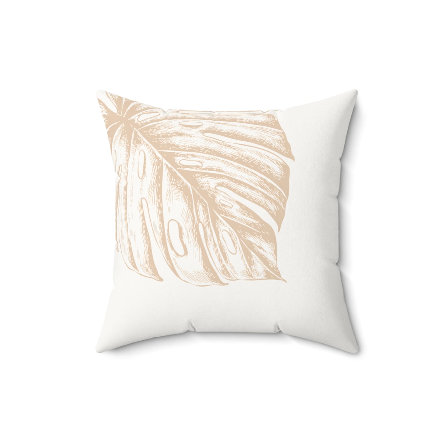 Tan Palm Monstera Faux Suede Pillow