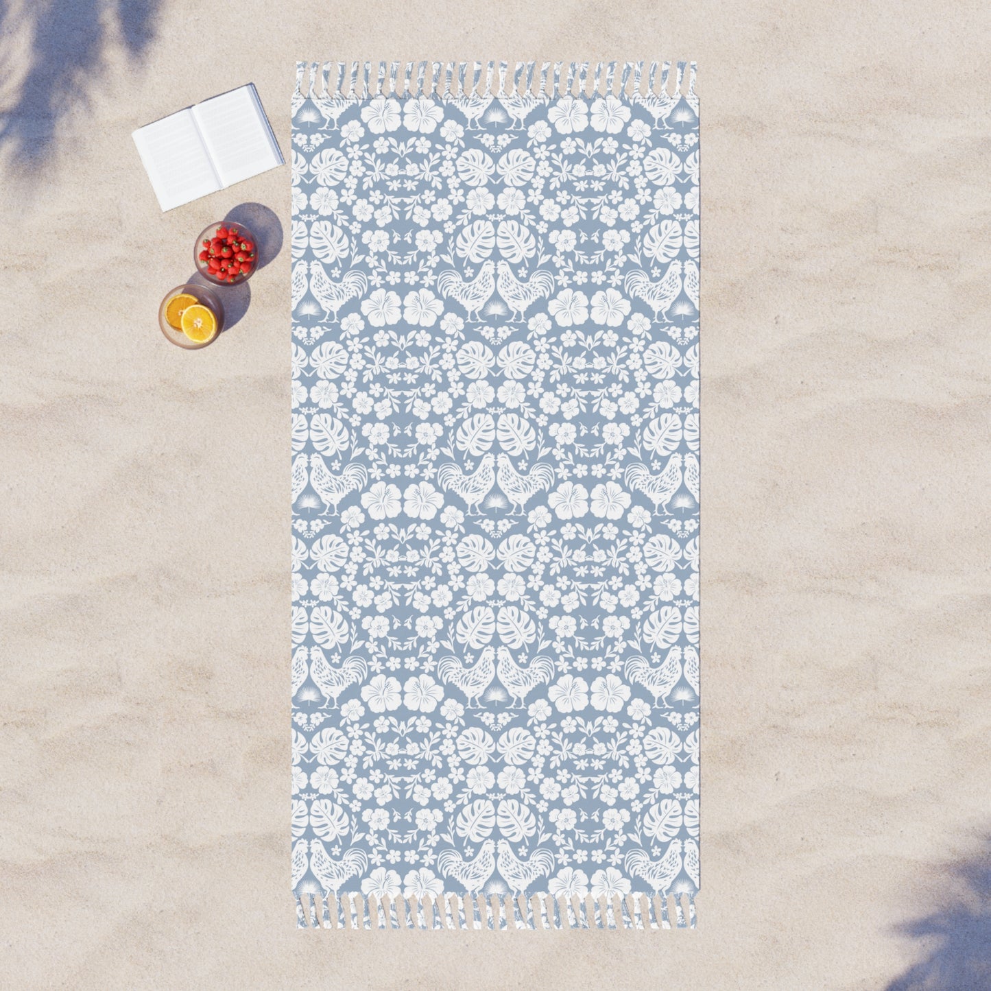 Hawaiian Otomi Boho Beach Cloth Towel White