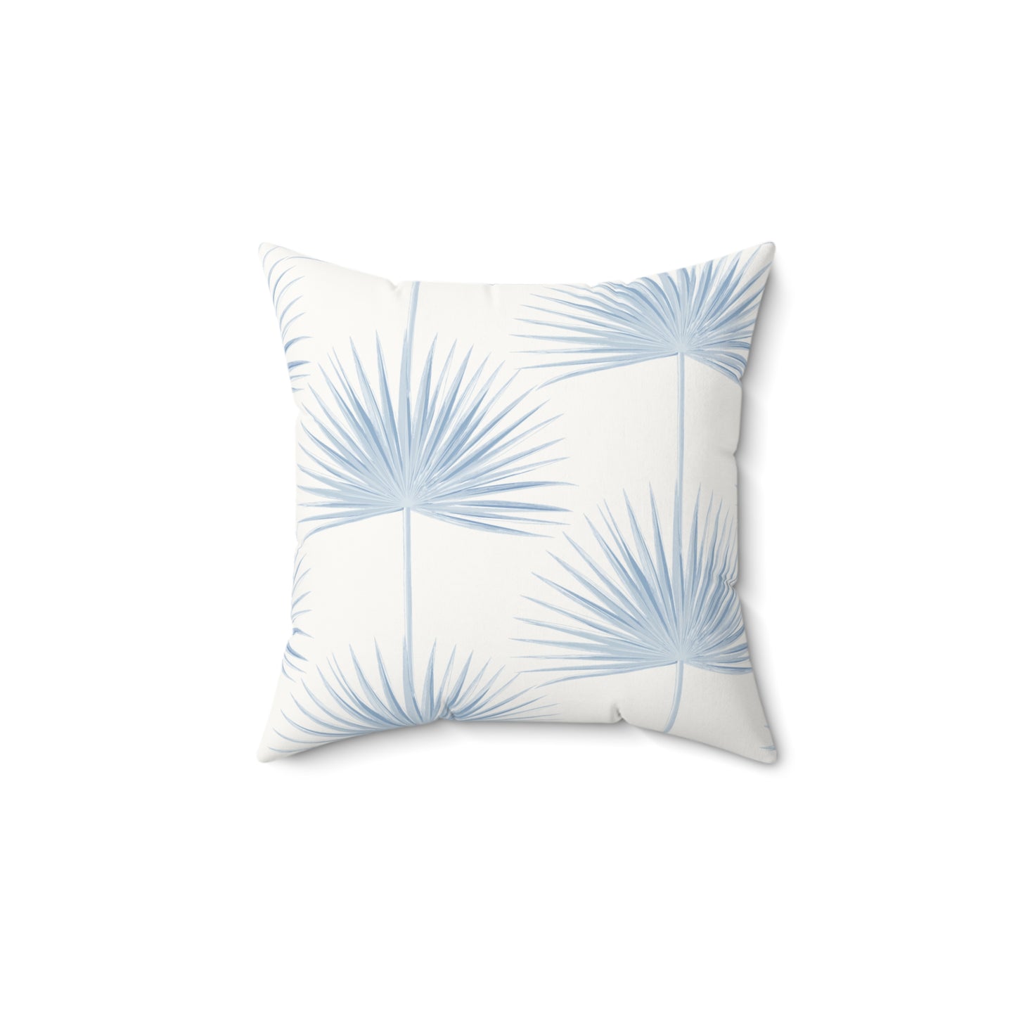 Palm Fan Pattern Faux Suede Pillow Light Blue