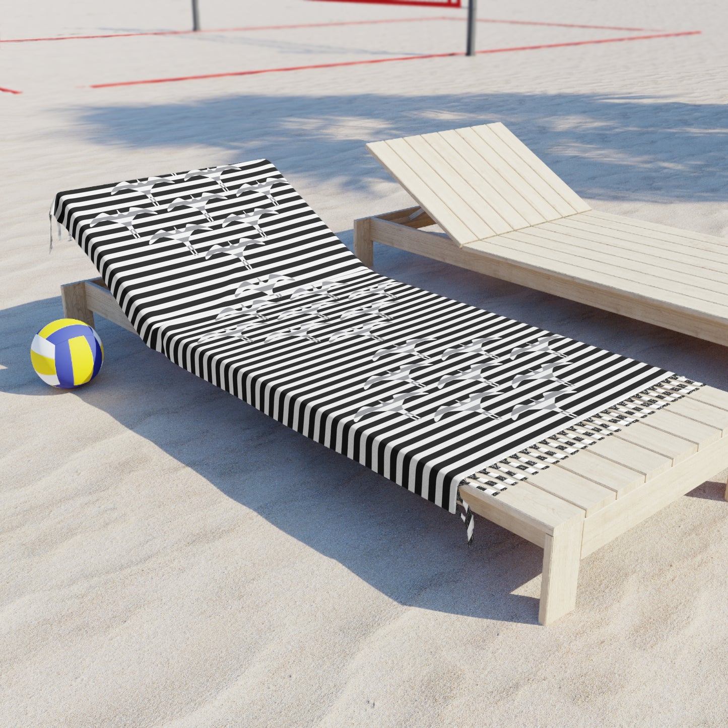 Stripe Iwa Bird Boho Beach Cloth Towel Black