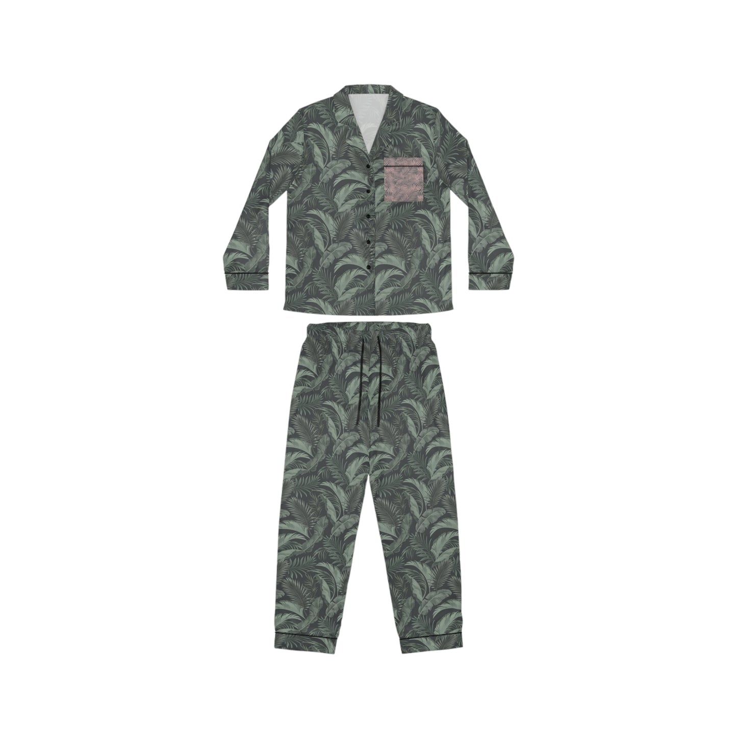 Faded Tropical Leaf Women's Satin Pajamas
