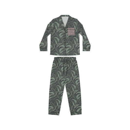 Faded Tropical Leaf Women's Satin Pajamas