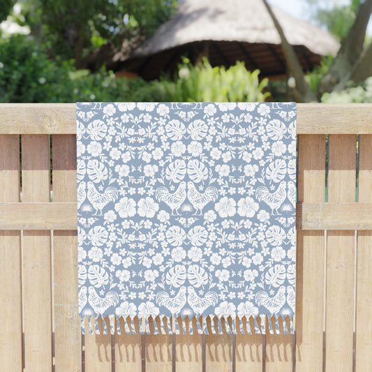 Hawaiian Otomi Boho Beach Cloth Towel Blue