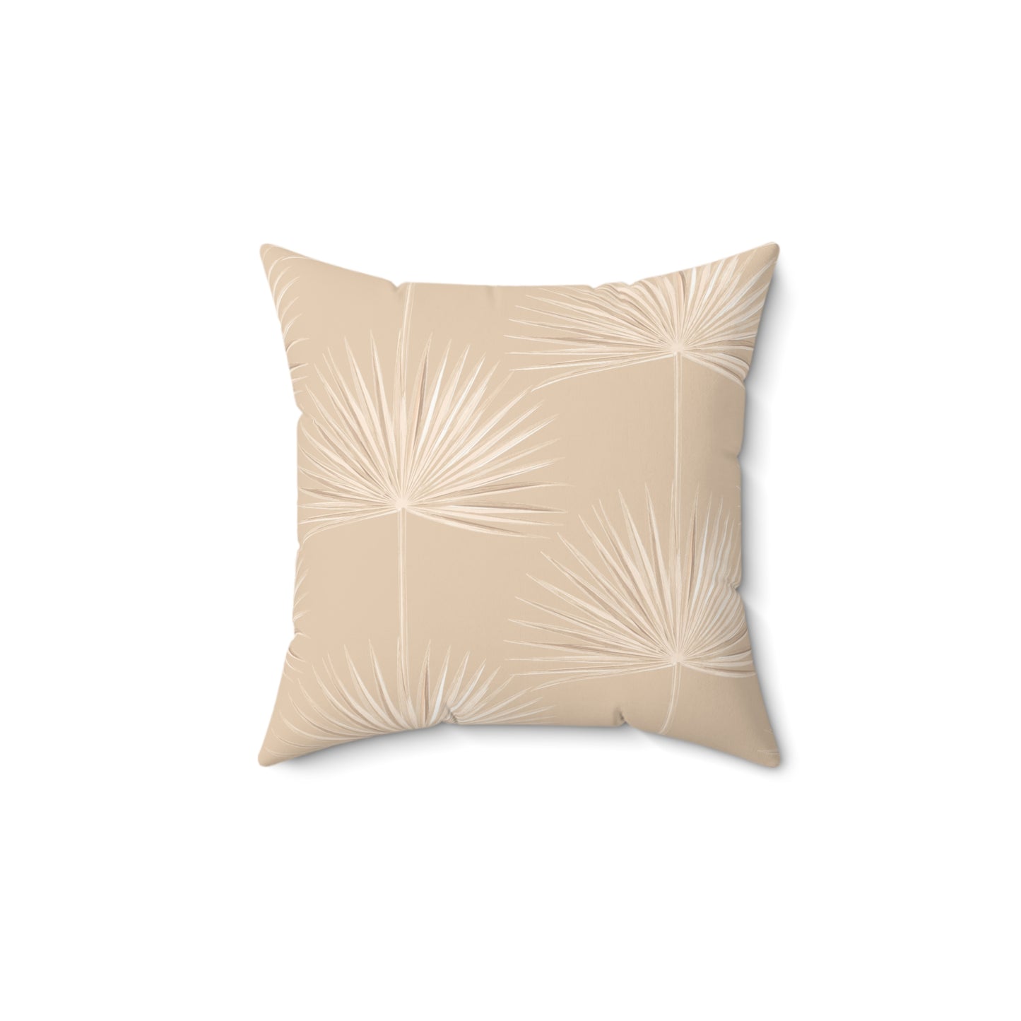 Palm Fan Pattern Faux Suede Pillow Tan