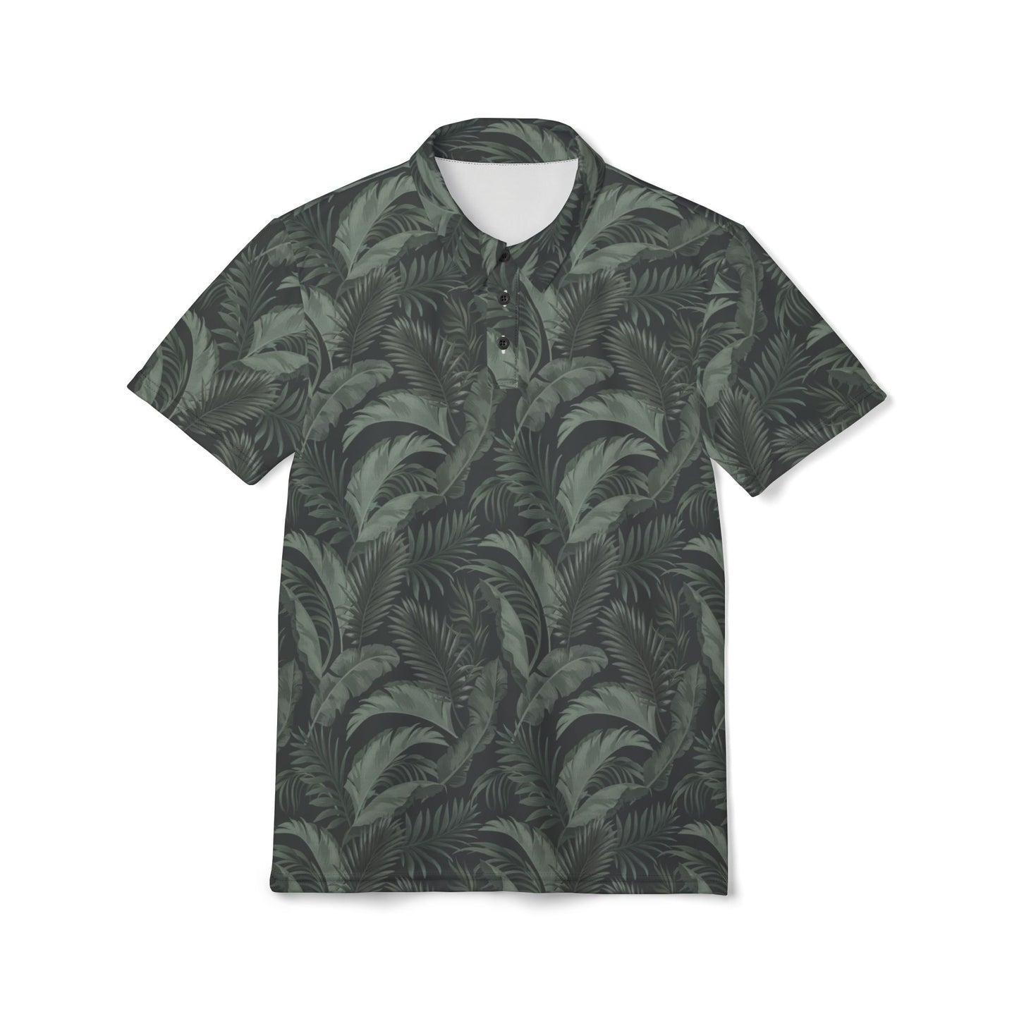 Faded Tropical Leaf Print Polo Shirt