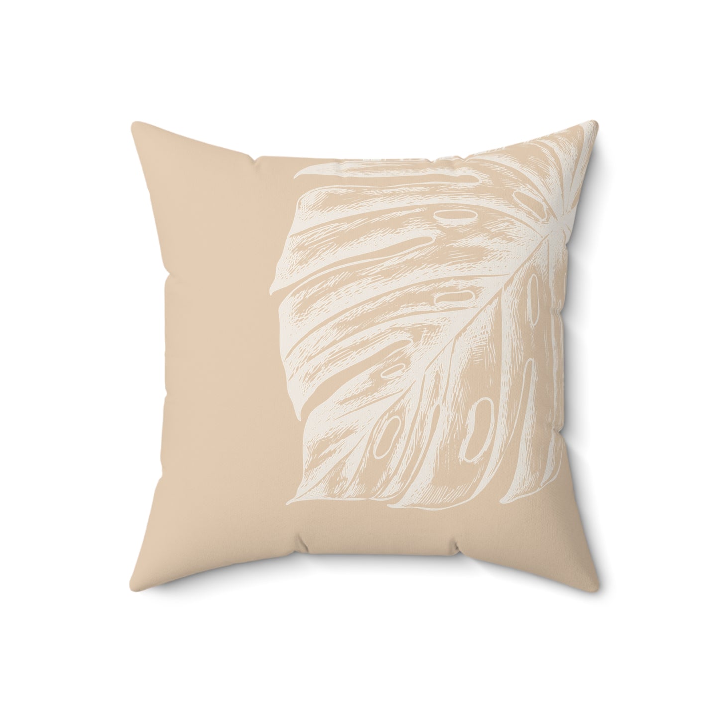 Monstera Faux Suede Pillow Tan