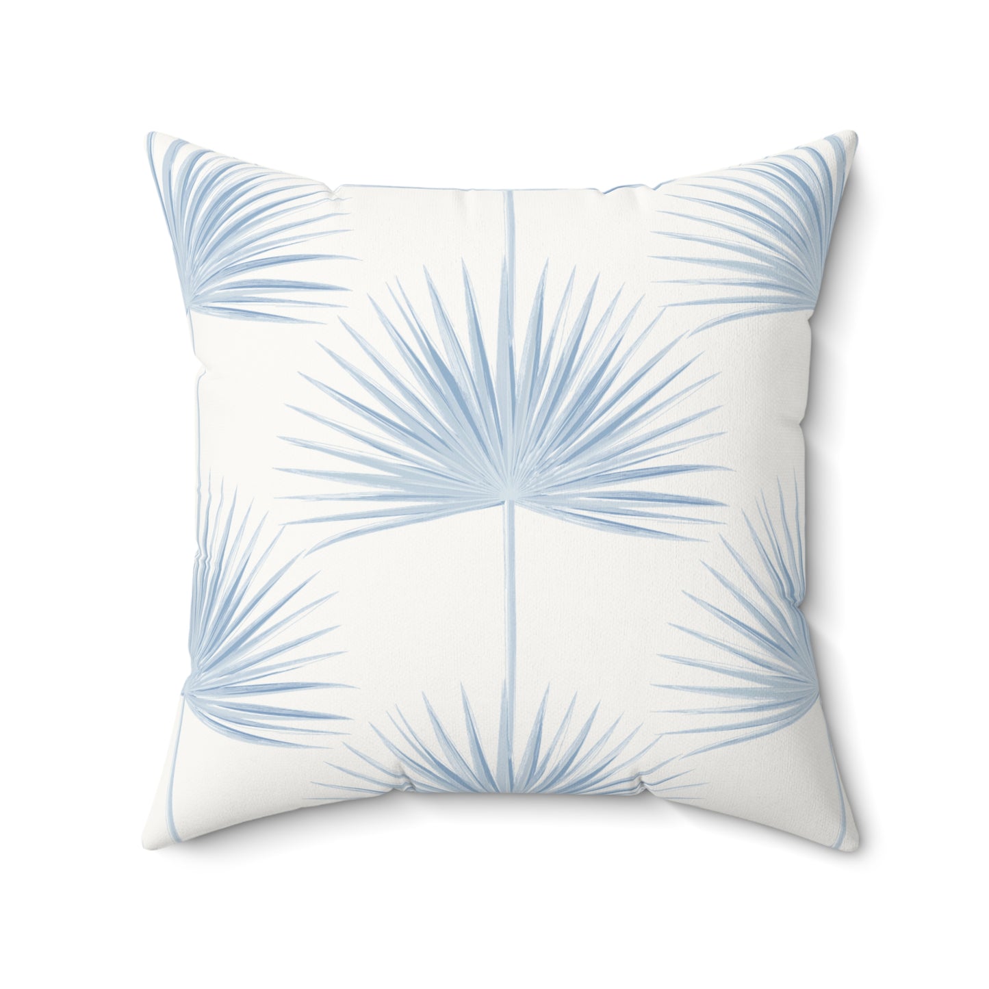 Palm Fan Pattern Faux Suede Pillow Light Blue