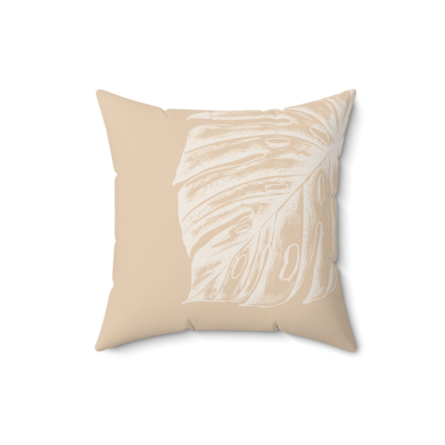 Monstera Faux Suede Pillow Tan