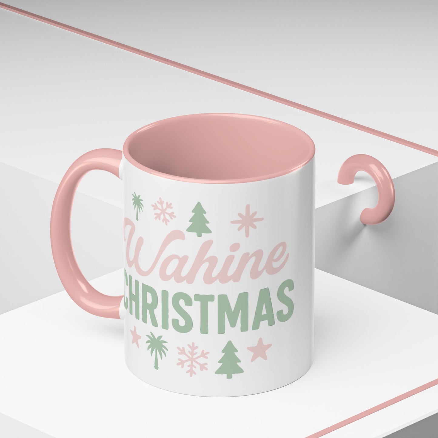 Wahine Christmas Coffee Mug — Pink & Green Holiday Coffee Cup (11/15oz)