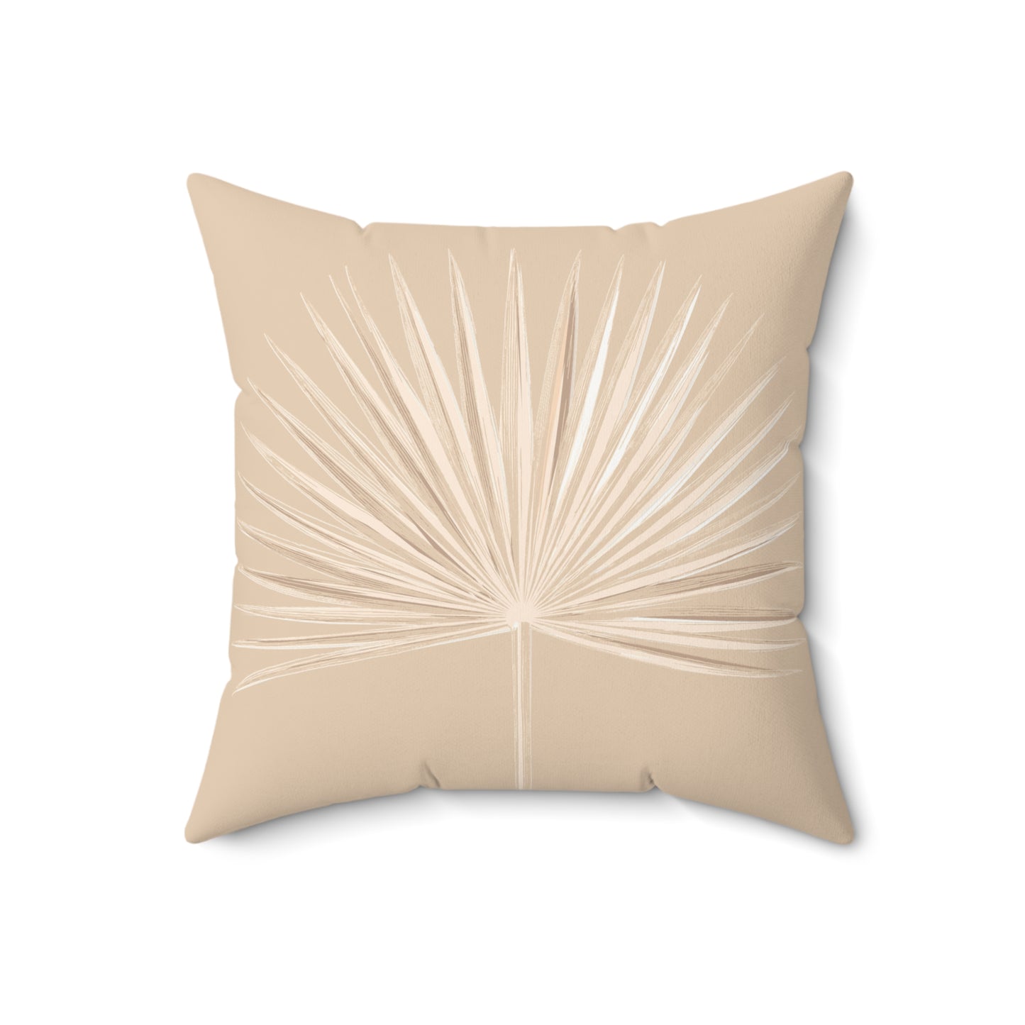 Single Palm Fan Pattern Faux Suede Pillow Tan