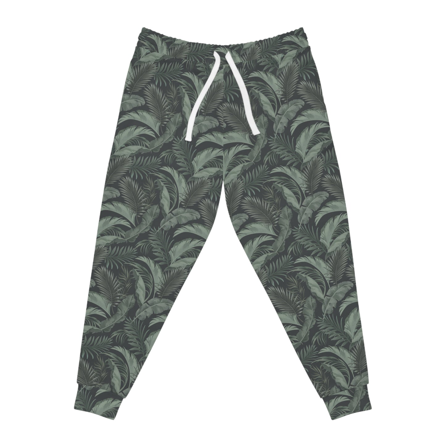 Faded Tropical Leaf Athletic Joggers, Relaxed Fit Sweatpants, Stylish Workout Pants, Perfect for Athleisure, Summer Casual Wear
