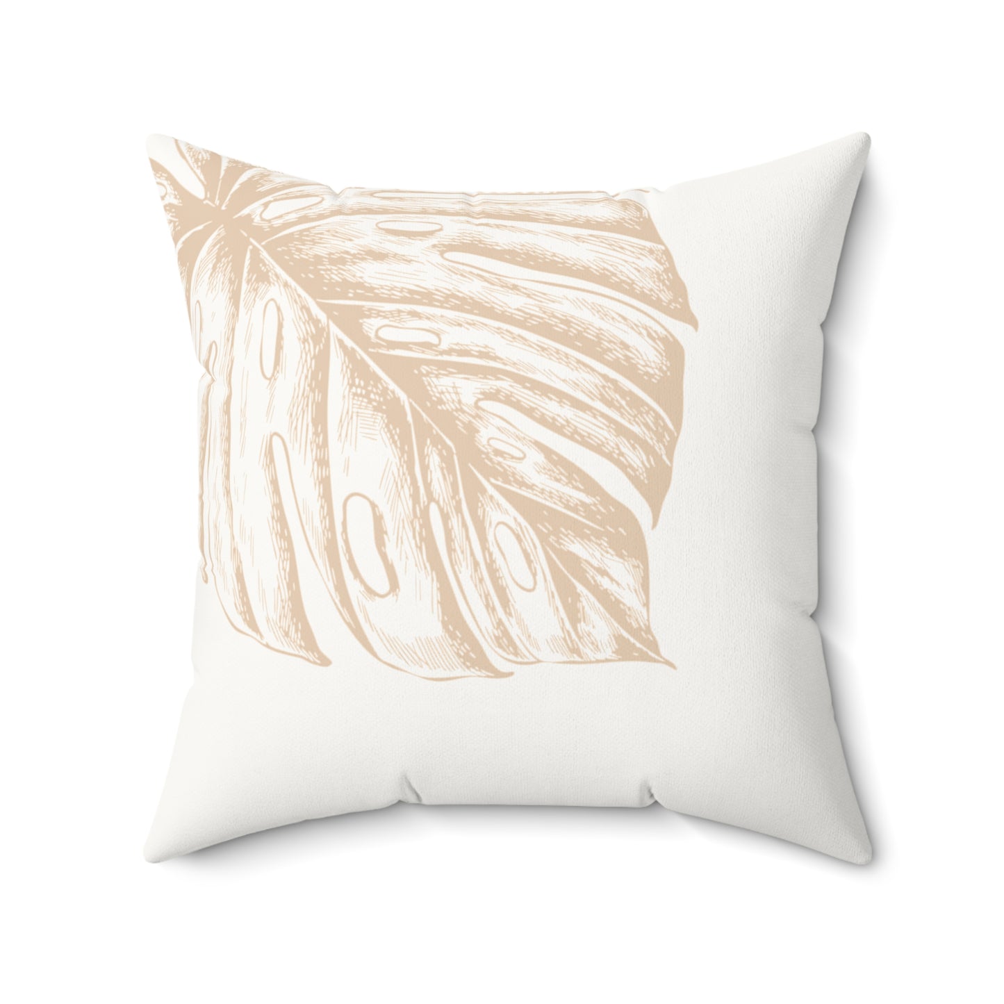 Tan Palm Monstera Faux Suede Pillow