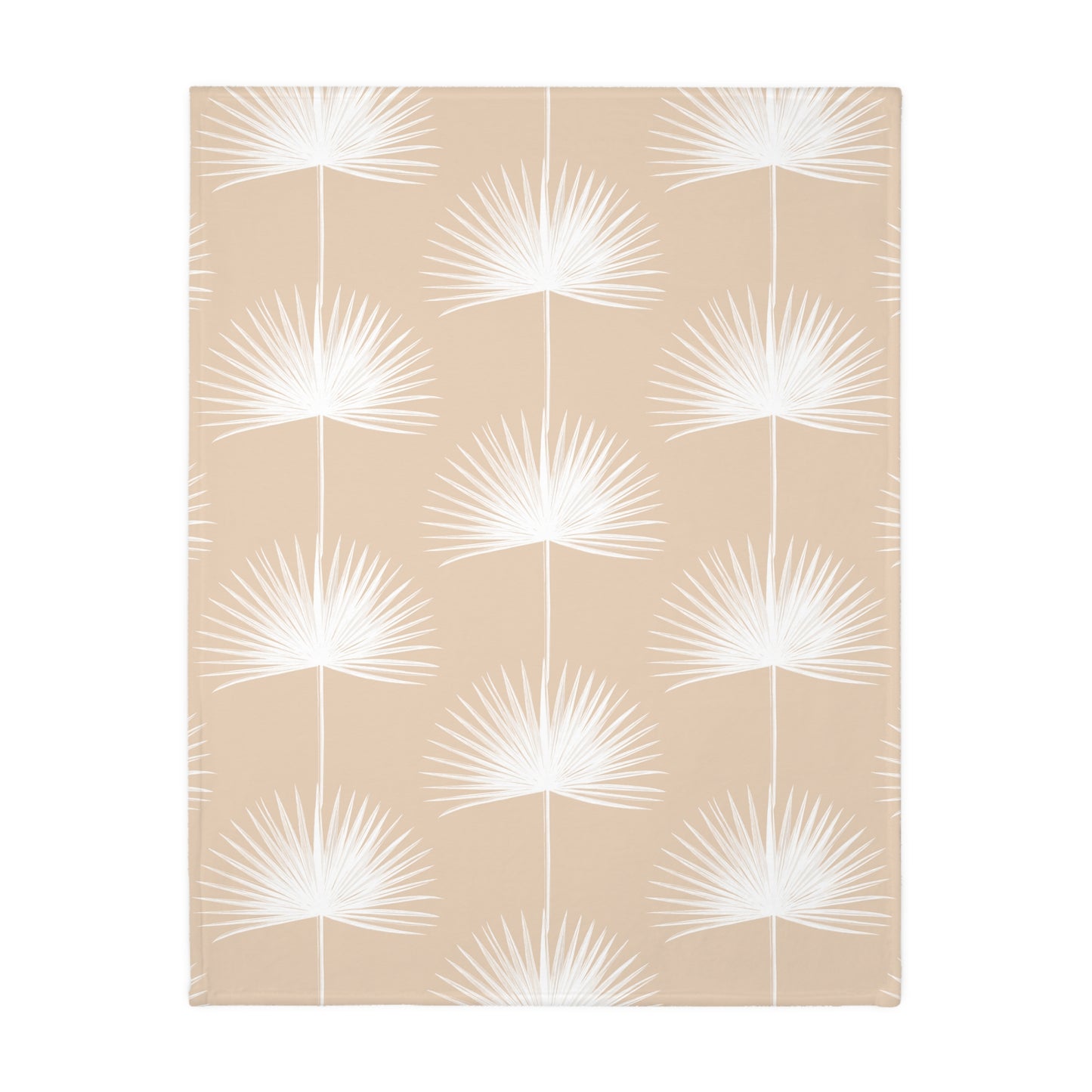Monstera Fan Palm Tan Velveteen Microfiber Blanket