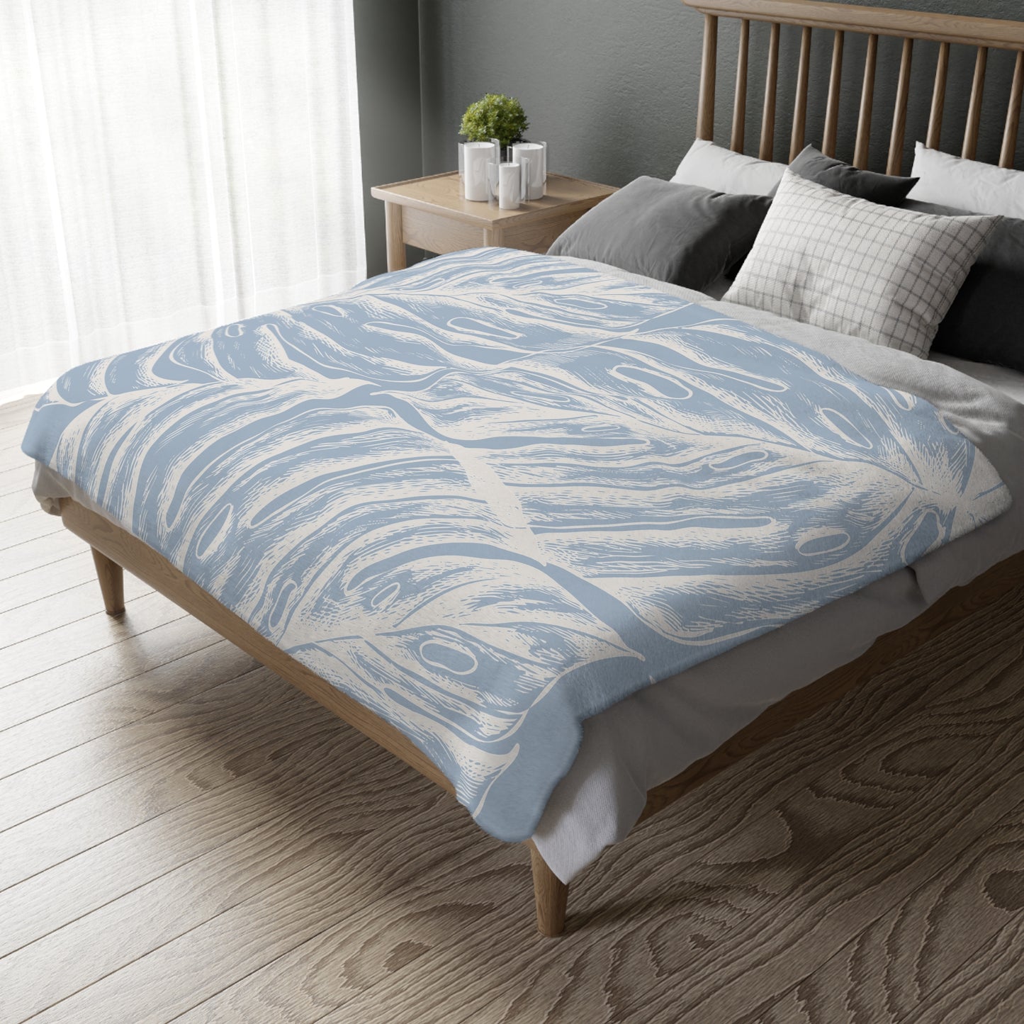 Monstera Oahu Velveteen Microfiber Blanket