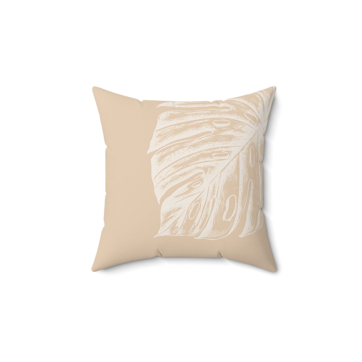 Monstera Faux Suede Pillow Tan