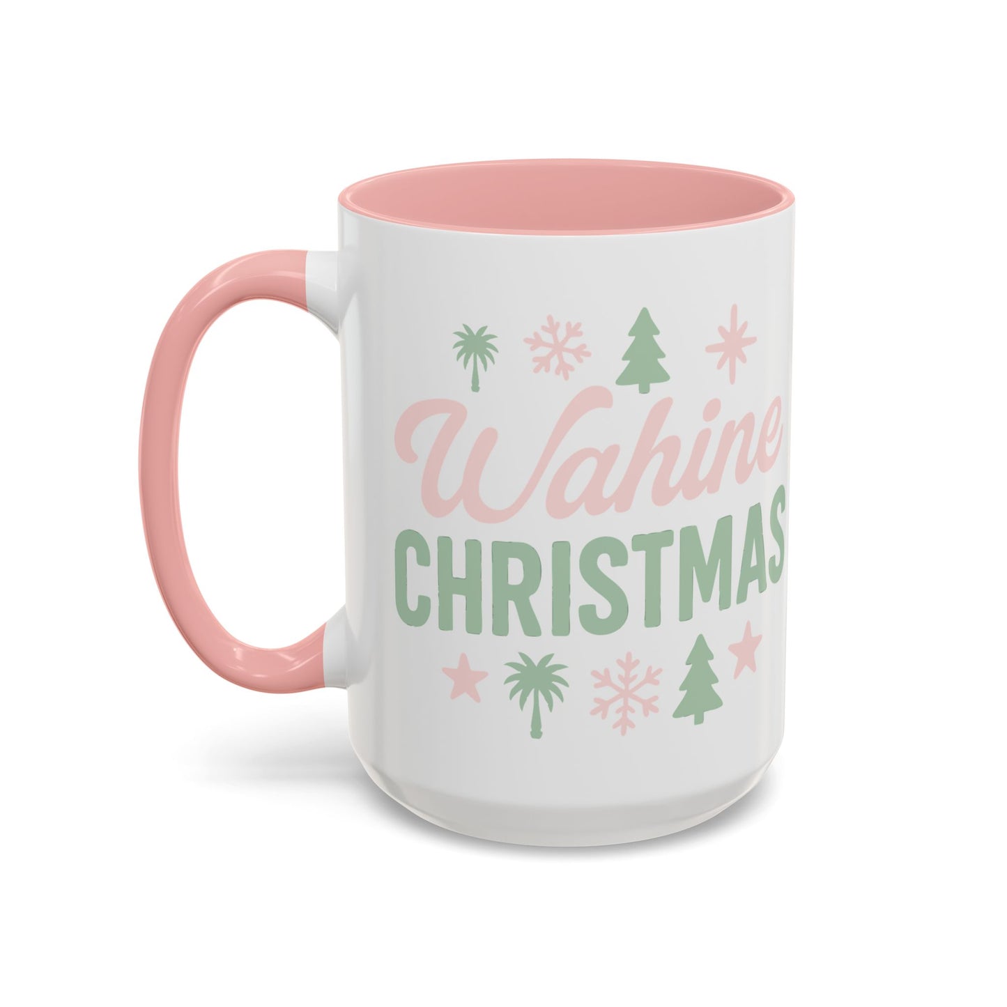 Wahine Christmas Coffee Mug — Pink & Green Holiday Coffee Cup (11/15oz)