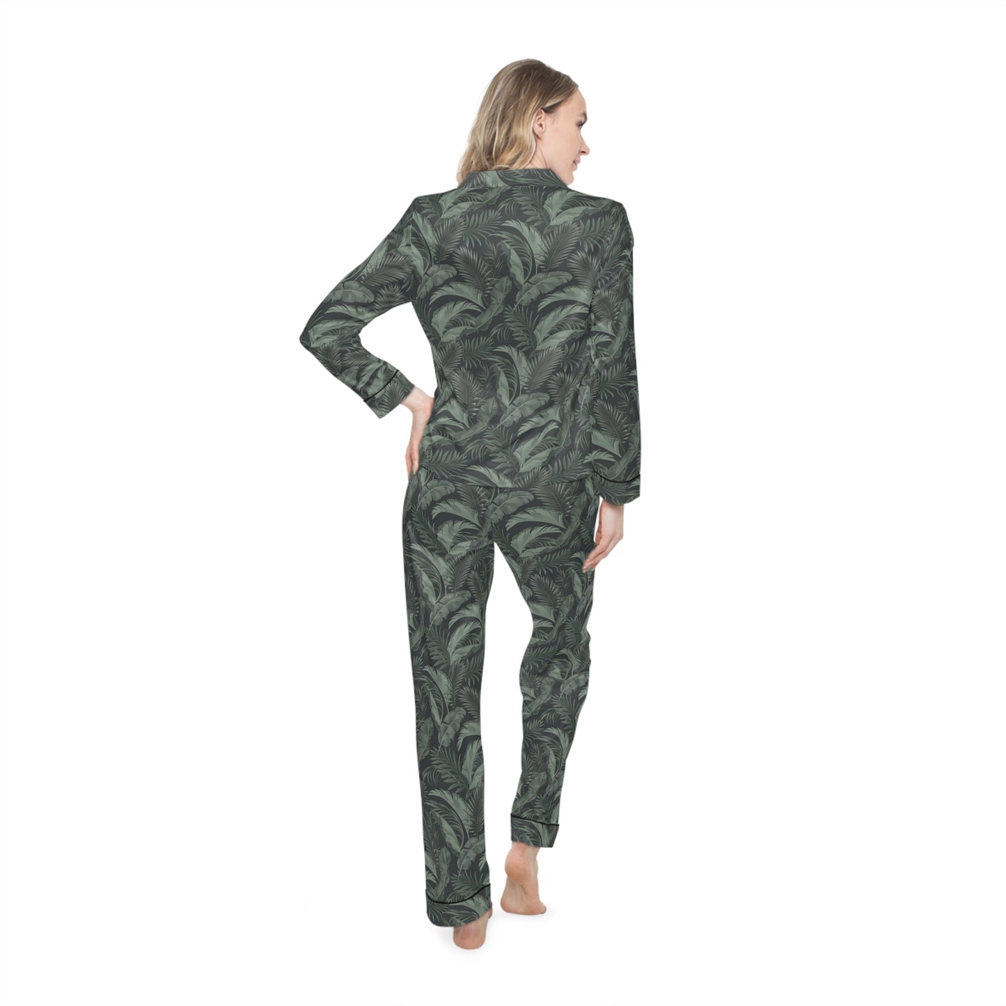 Faded Tropical Leaf Women's Satin Pajamas