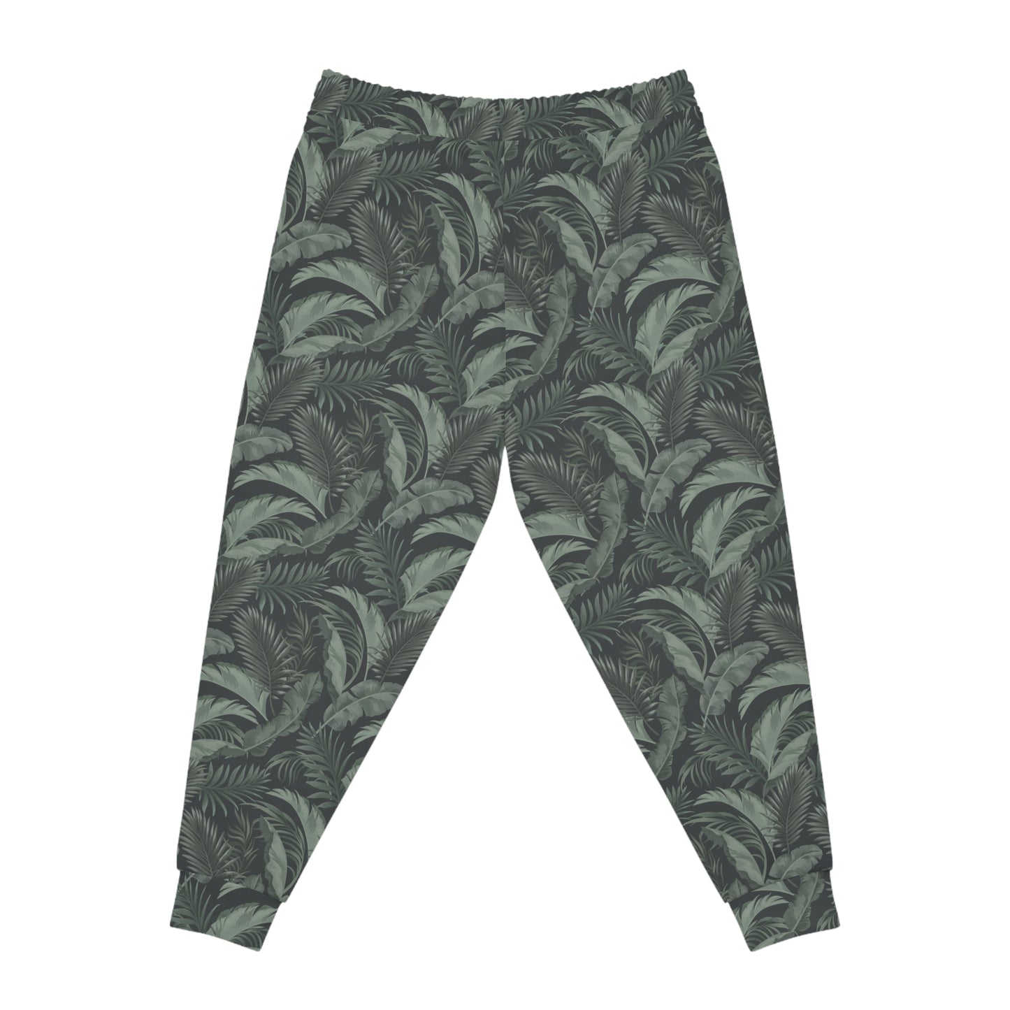 Faded Tropical Leaf Athletic Joggers, Relaxed Fit Sweatpants, Stylish Workout Pants, Perfect for Athleisure, Summer Casual Wear