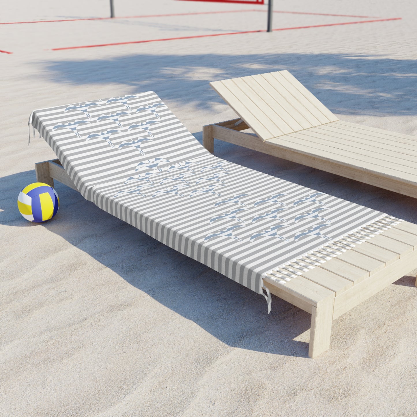 Stripe Iwa Bird Beach Cloth Towel gray