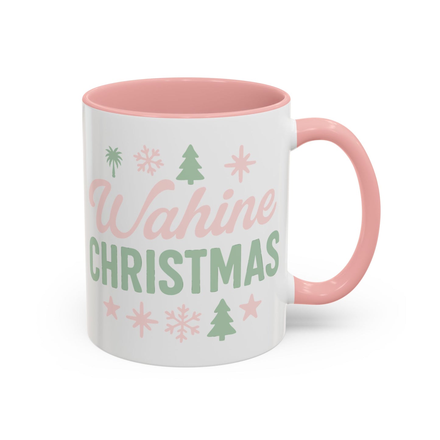 Wahine Christmas Coffee Mug — Pink & Green Holiday Coffee Cup (11/15oz)