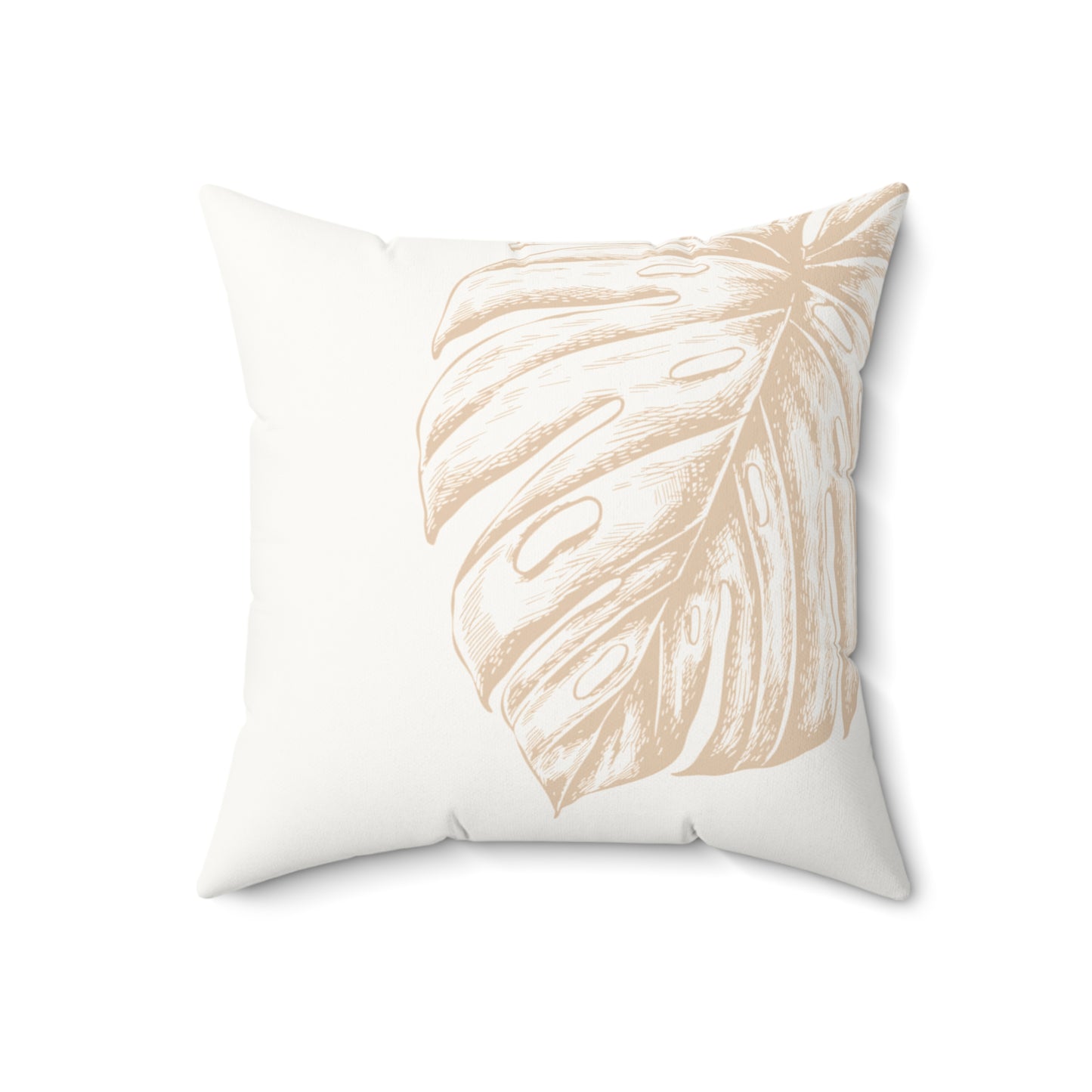 Tan Palm Monstera Faux Suede Pillow