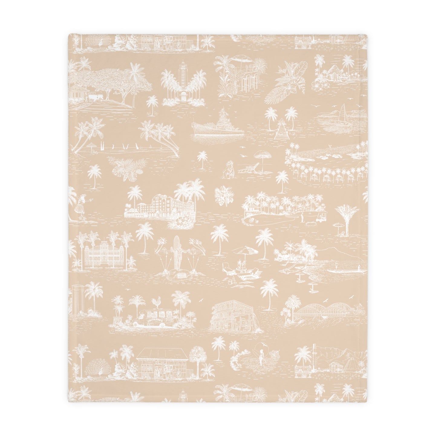 Monstera Oahu Tan Oahu Velveteen Microfiber Blanket