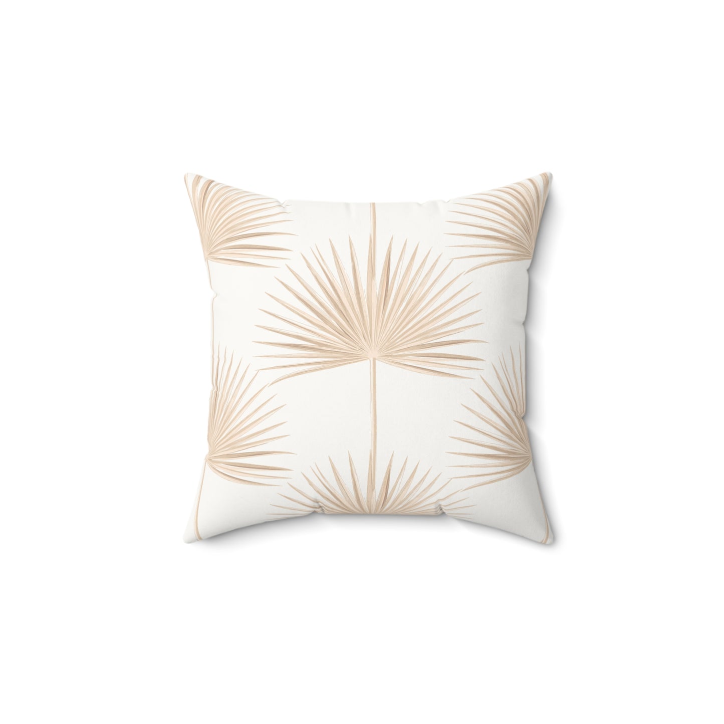 Tan Palm Fan Pattern Faux Suede Pillow