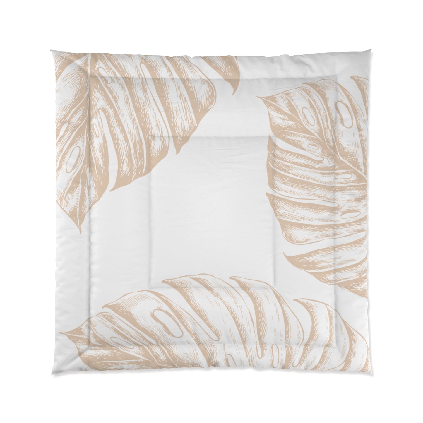 Monstera Comforter Tan