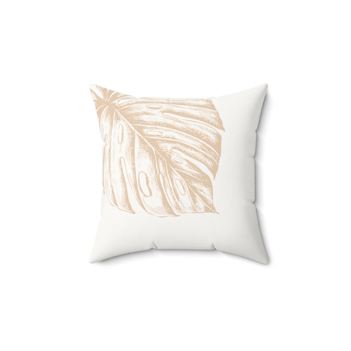 Tan Palm Monstera Faux Suede Pillow
