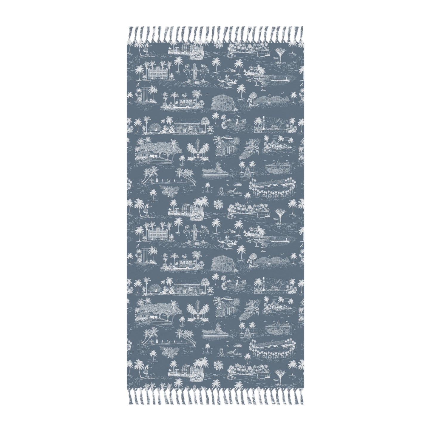 Oahu Boho Beach Cloth Towel Blue