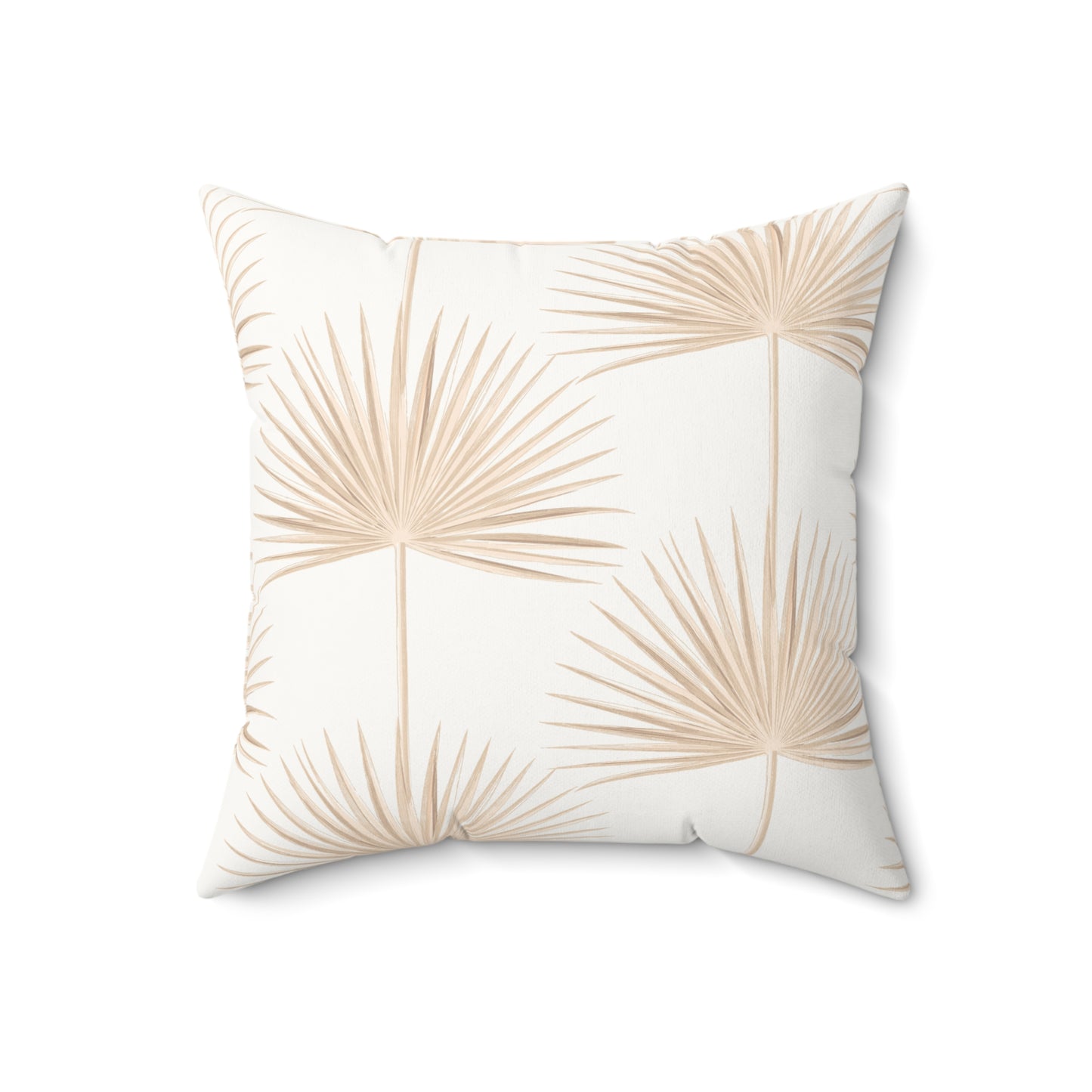 Tan Palm Fan Pattern Faux Suede Pillow