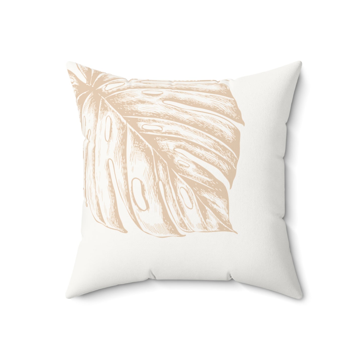 Tan Palm Monstera Faux Suede Pillow