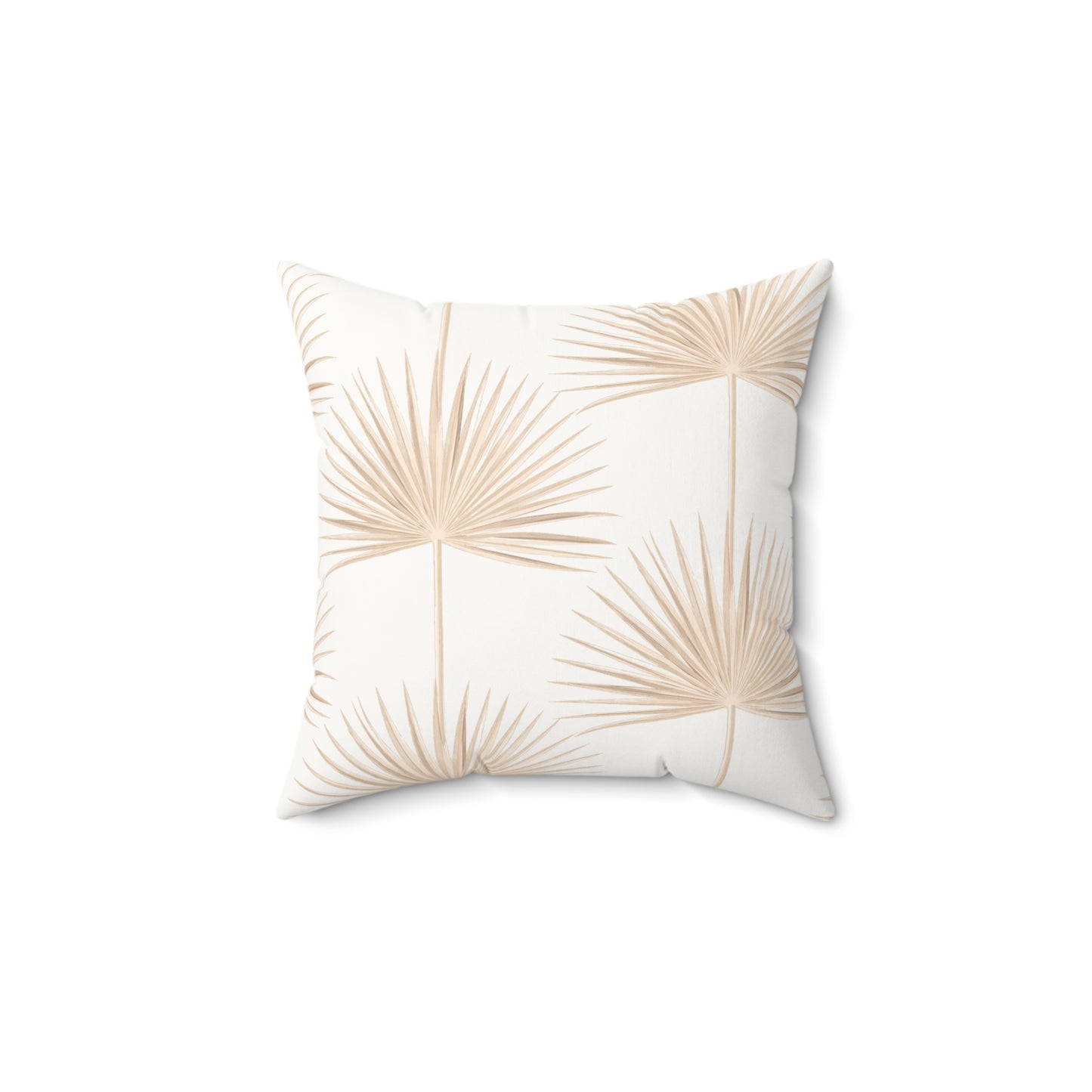 Tan Palm Fan Pattern Faux Suede Pillow