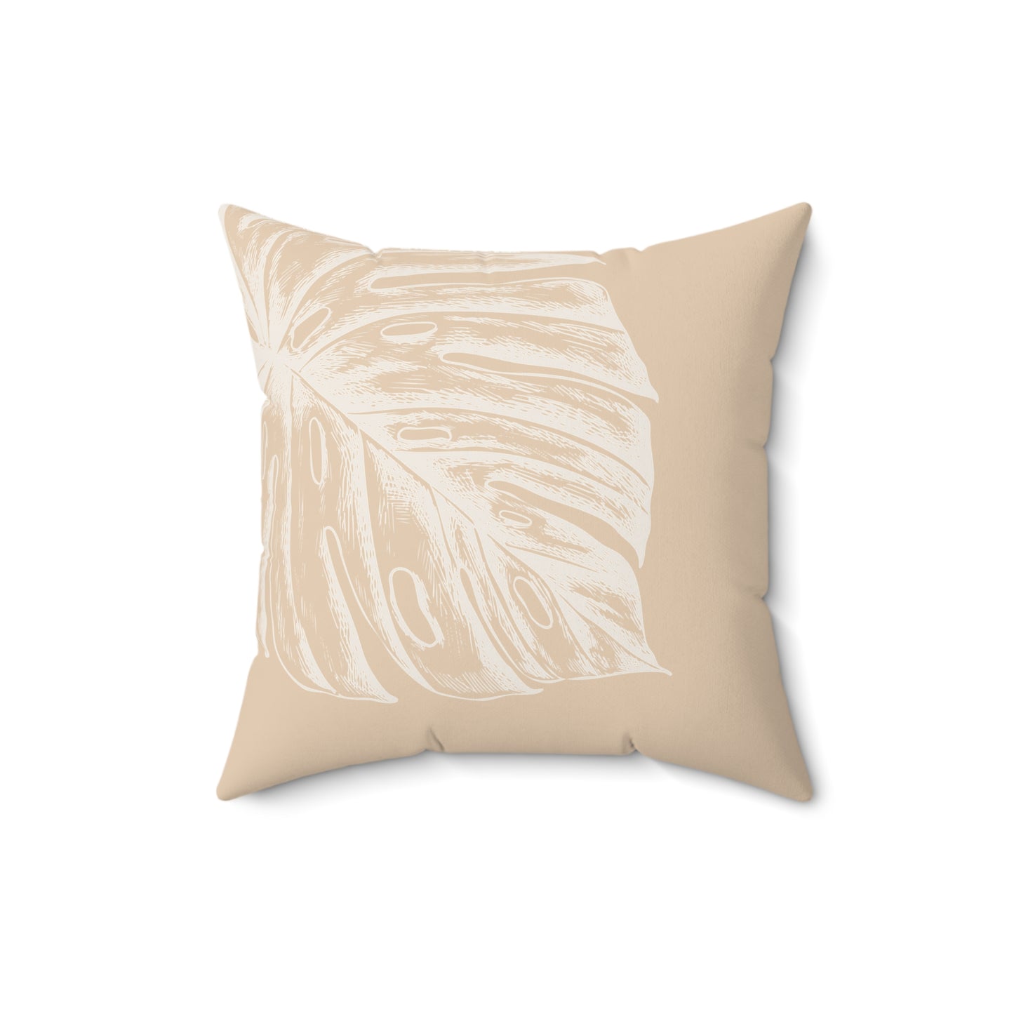 Monstera Faux Suede Pillow Tan